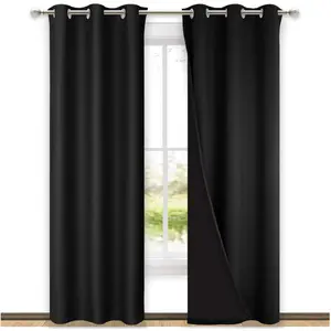 NICETOWN High-End Thermal Curtains, Full Blackout Curtains 84 Inches Long for Dining Room, Soundproof Window Treatment Drapes for Hall Room, Black, 42" Wide Per Panel, Set of 2 Panels