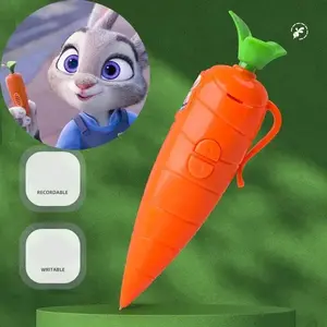 Judy & Nick Cute Carrot Shaped 2-In-1 Voice Recorder Ballpoint Pen, Recordable & Writable Design，Inspired By Cartoon Characters, For Kids Students Daily Use & Creative Gifting