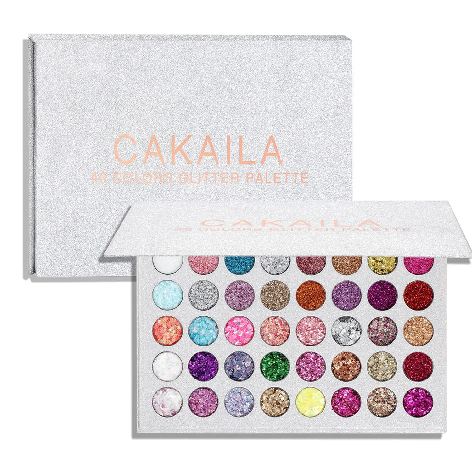 40-Color Sparkly Glitter Metallic Shimmer Eyeshadow Palette, Highly Pigmented Long-Lasting Pressed Powder Cosmetics, Multicolor Eye Makeup Kit