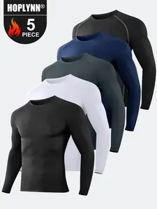 HOPLYNN 5 Piece Set Men's Compression Long Sleeve Workout Sports Leggings T-Shirt Amazon Hot Selling Same Style