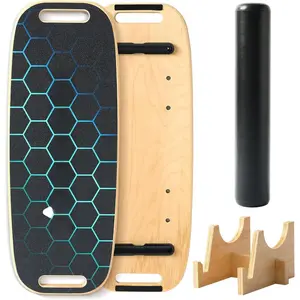 Board for Adult with Adjustable Stoppers: 3 Modes Wobble Board with Roller Exercise Balancing Stability Trainer for Improve  Non Slip Surface