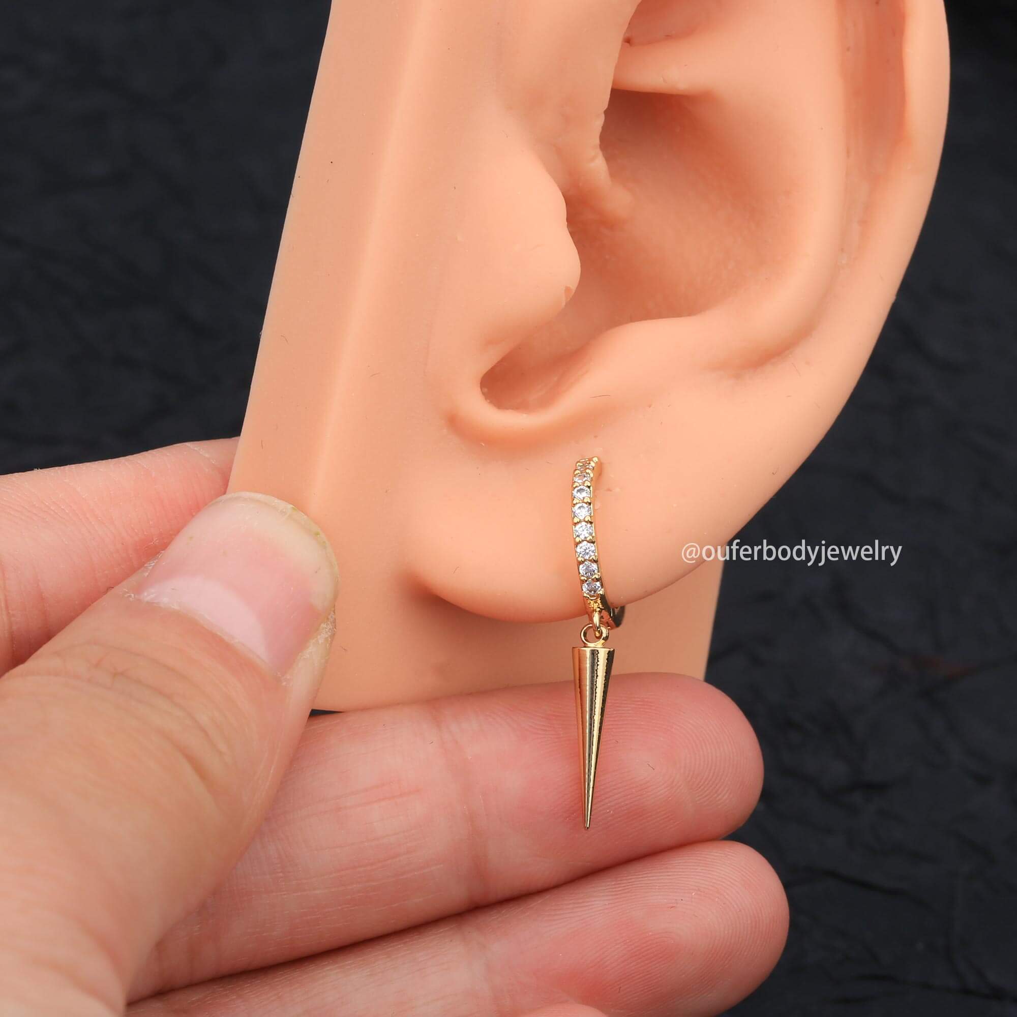 Oufer 20G Spike Stainless Steel Dangle Hoop Earring 2024 New Trend Earring Gothic Style Gift For Her Oufer 20G Spike Stainless Steel Dangle Hoop Earring 2024 New Trend Earring Gothic Style Gift For Her