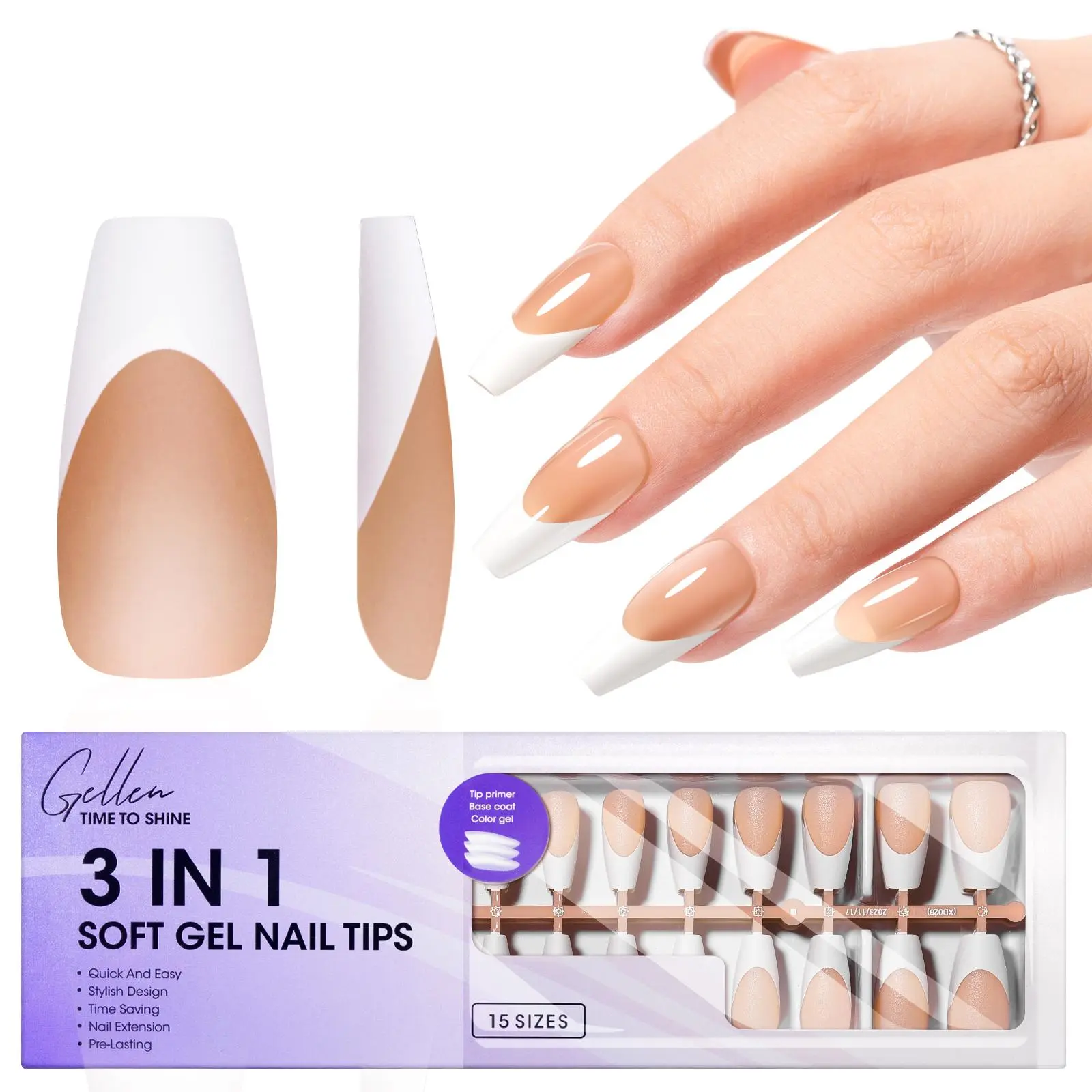Nude Brown Long Coffin Nail Tips