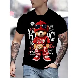 Men's Viral Print T-Shirt Funny Summer Outfit Graphic Tee for Daily Casual Beach Streetwear