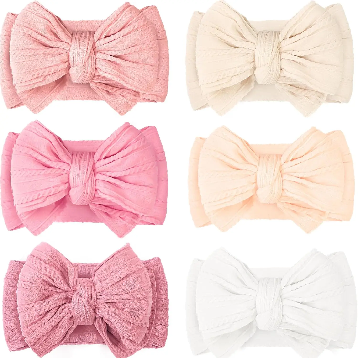 6 Pcs Baby Bows Headbands Nylon Hairbands Baby Girl Bows Hair Accessories for Newborn Infant Toddler Essentials