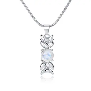 ixluck Moon Phase Natural Moonstone Necklace Jewelry for Women