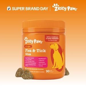 Zesty Paws Flea & Tick Bites for Dogs - Natural RepelGuard™ Proprietary Blend Soft Chews for Flea & Tick Prevention - Veterinarian Formulated