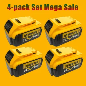 4-Pack 8000mAh 20V MAX Lithium-Ion Battery Packs (with LED Indicator), Compatible with Dewalt 20V Tools and DCB200 Series Tools