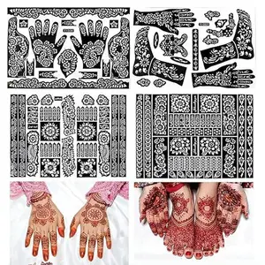 Henna Tattoo Kit, Indian Temporary Tattoo Stencils, DIY Body Art Templates for Hands, Feet, Legs, and Arms