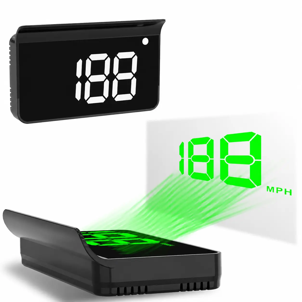 Car Head Up Display (HUD) GPS Digital Speedometer, Odometer (MPH) for Cars, Trucks, Motorcycles Automotive Electronics Accessory,Digital Head Up Display Speedometer【White, Green】