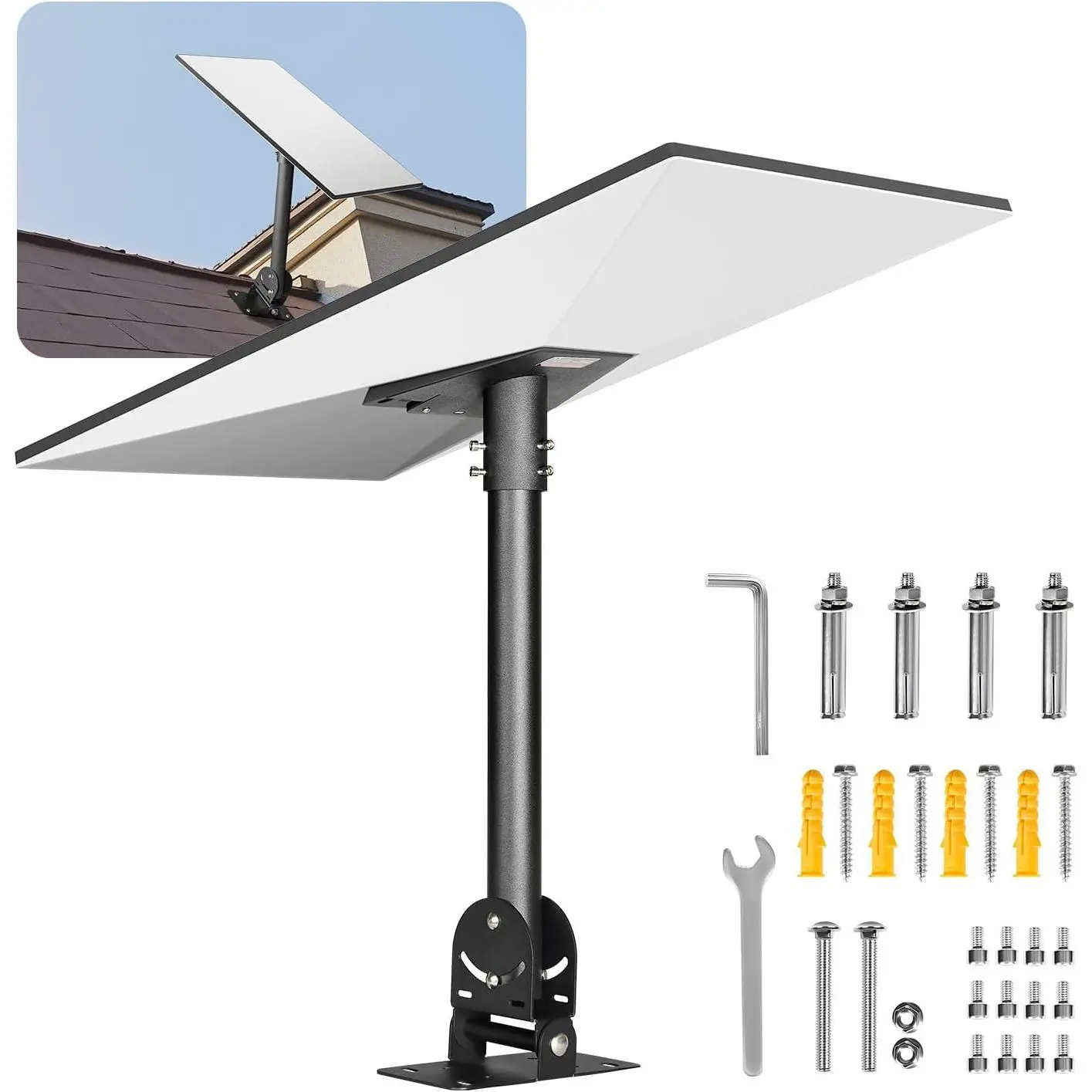 VEVOR Starlink Gen 3 Roof Mount, 30-150 °   Adjustable Angle Mounting Roof Pole Adapter, Heavy-Duty Steel Starlink Standard Gen 3 Pipe Kit, Compatible with Gen3 and V3, Easy to Assembly, Black