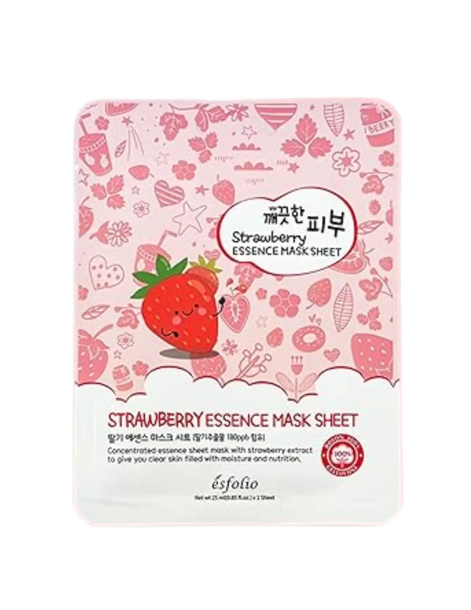 Esfolio - Strawberry Single Sheet Mask bio-collagen
