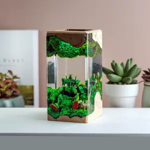 Handcrafted Epoxy Resin Gundam Forest Diorama Figurines | Illuminated Mech Warrior Desktop Ornament | Unique Miniature Battle Scene Gift