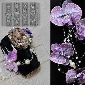 Transparent Silicone Nail Mold Butterfly Orchid Ice Flower Carving, Detailed Ocean Flower Design, 3D Flower Nails Art Decoration Tool, Nail Art Supplies