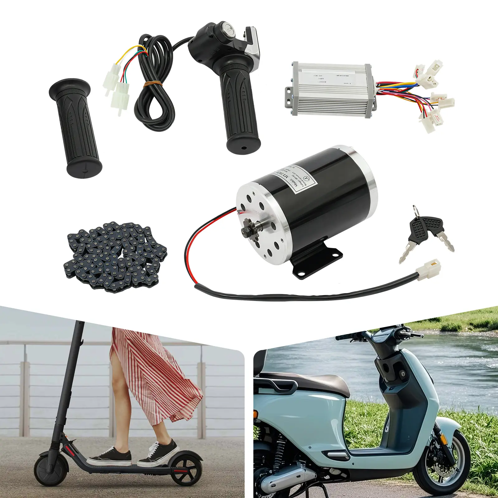 CNCEST 48V 1000W Brushed Motor Controller Conversion Kit for Ebike-Scooter-ATV, with LED Throttles, Infinite Speed Dial, Adjustable Speed, 3000rpm, 4.5N.M Torque, 264.55lbs Load Capacity, Modern, Iron/Copper Build, Reverse Control, Requires Setup