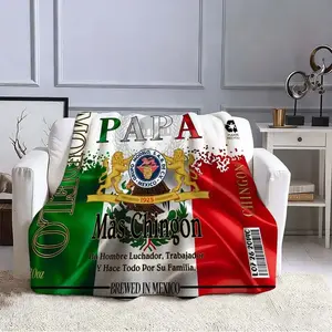 Colorful Modelo Papá Design Blanket Mexican Style Decorative Cover Throw Blanket Warm Comfortable For Sofa Nap Outdoor Camping Ideal Holiday Gift For Dad Halloween Christmas Gift