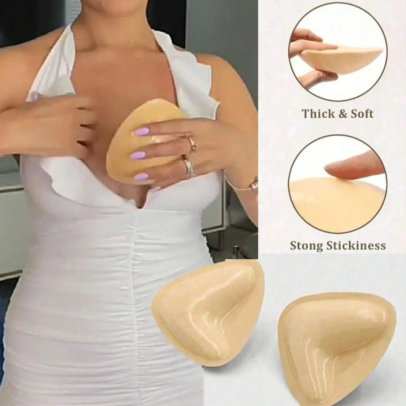 Wireless Bra Strap Design, Sticky Inserts for Instant Lift & Enhancement, Washable Reusable Clothing Enhancer, Hand Wash Only, Accessory, Removable Bra Pads, Sticky Bra Pads