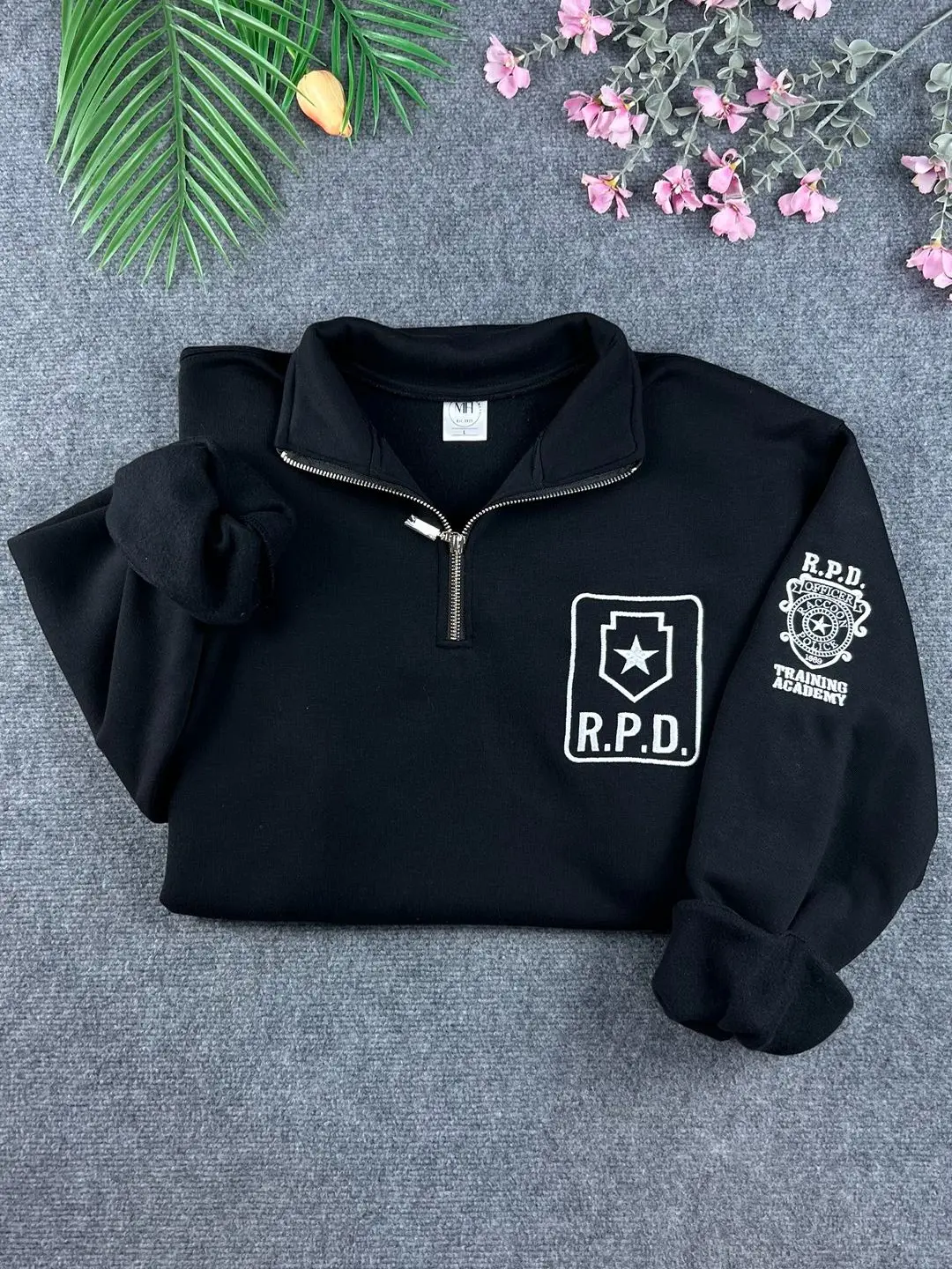 Resident Evil RPD Raccoon Police Department Embroidered quater-zip/Sweatshirt, Umbrella Corporation Hoodie, Leon Kennedy Shirt, Horror Game Merch