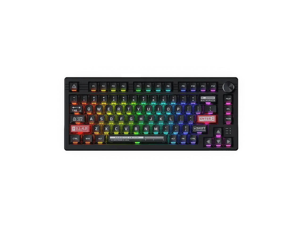 DAREU EK75RT Rapid Trigger Wired Gaming Keyboard, Hall Effect Magnetic Switch Mechanical Keyboard, Adjustable Actuation, 75% TKL with Knob, Magnetic Sensing RGB Backlit, Translucent Keycaps for FPS