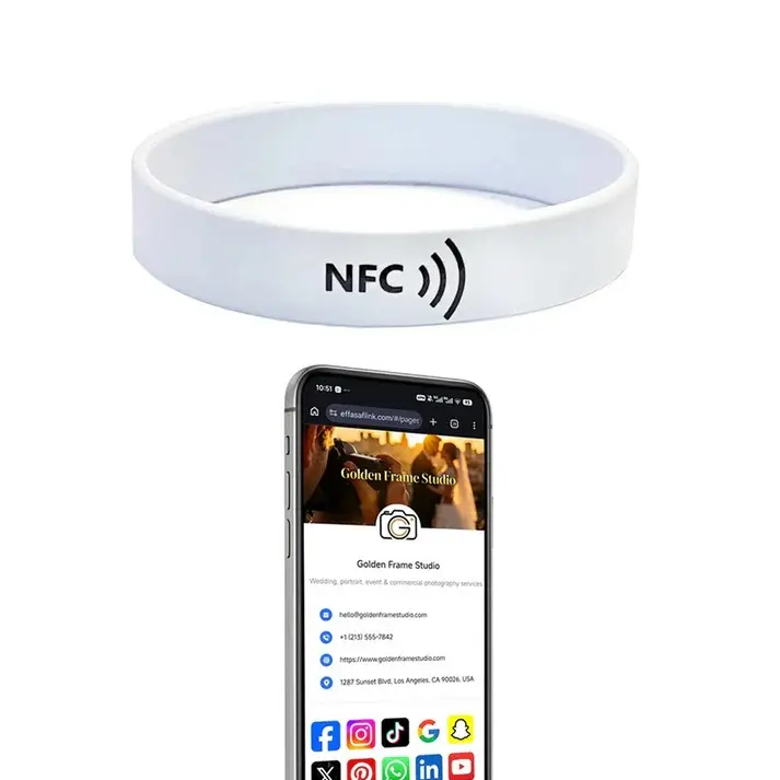 NFC Smart Wristband – Digital Business Card – No App, No Monthly Fee – Waterproof