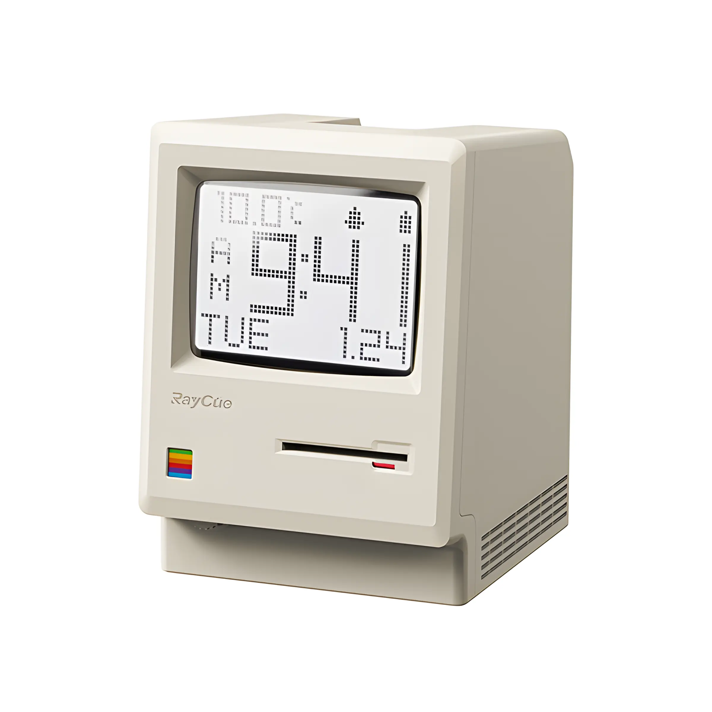 RayCue Retro Macintosh Mini Computer Desktop Clock Table Ornament - USB-Connected, Unique Design Room Decor, Creative 2025 Advent Calendar Gift for Boyfriend, ADHD Cleaning Planner Sticker Set with Funny Dumpster Fire Stress Glow-In-The-Dark Features