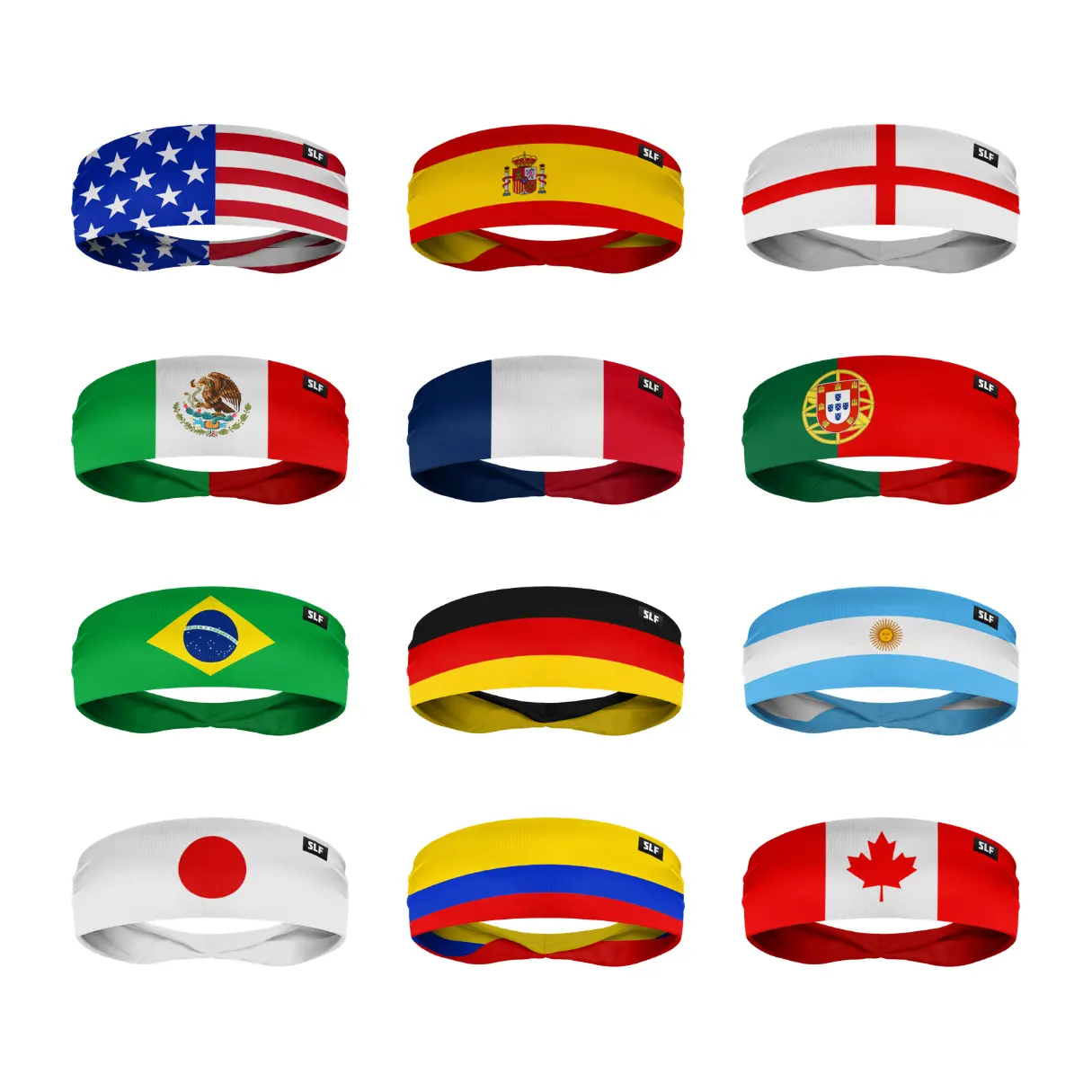 SLEEFS World Flag Wide Headband - Lightweight Breathable Performance Fabric for Athletes - Sweat-Wicking Comfort Stretch Fit - One Size Fits Most - Ideal for Football Baseball Basketball Soccer Running Workouts
