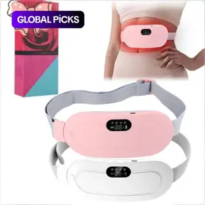 Pink/White Menstrual Wireless Heating Pad, Portable Cordless Design, Relieves Period Pain and Cramps, Abdominal & Lumbar Heating Massage Belt, Portable Pain Relief, Adjustable Heating Temperature, 3 Heat Levels + 4 Massage Settings #GLOBAL PICKS