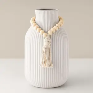White Ceramic Vase, Small Flower Vase for Pampas Grass, , Living Room, Dining Table, Farmhouse, Office Decor, Bedroom, Table, Kitchen Shelf, Minimalist Modern  Decoration