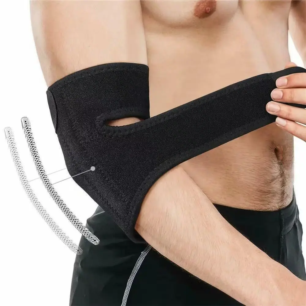 Adjustable Elbow Support Brace, Golfers Elbow Brace, Elbow Guard with Metal Reinforcement, Polyester, Hook and Loop Closure, Ideal for Tennis and Golf Elbow Pain Relief