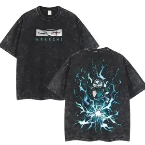 Retro Limited Edition "Copy Ninja" Sharingan Kakashi — Naruto Anime Double-Sided Print Oversized Washed T-Shirt | Unisex Oversized Anime/Manga Acid-Washed Lightweight Cotton Tee — A Perfect Gift for Anime & Manga Fans