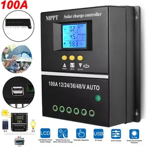 4000W 100A MPPT Solar Charge Controller 12V/24V/36V/48V Battery PV Regulator USB Modern Power