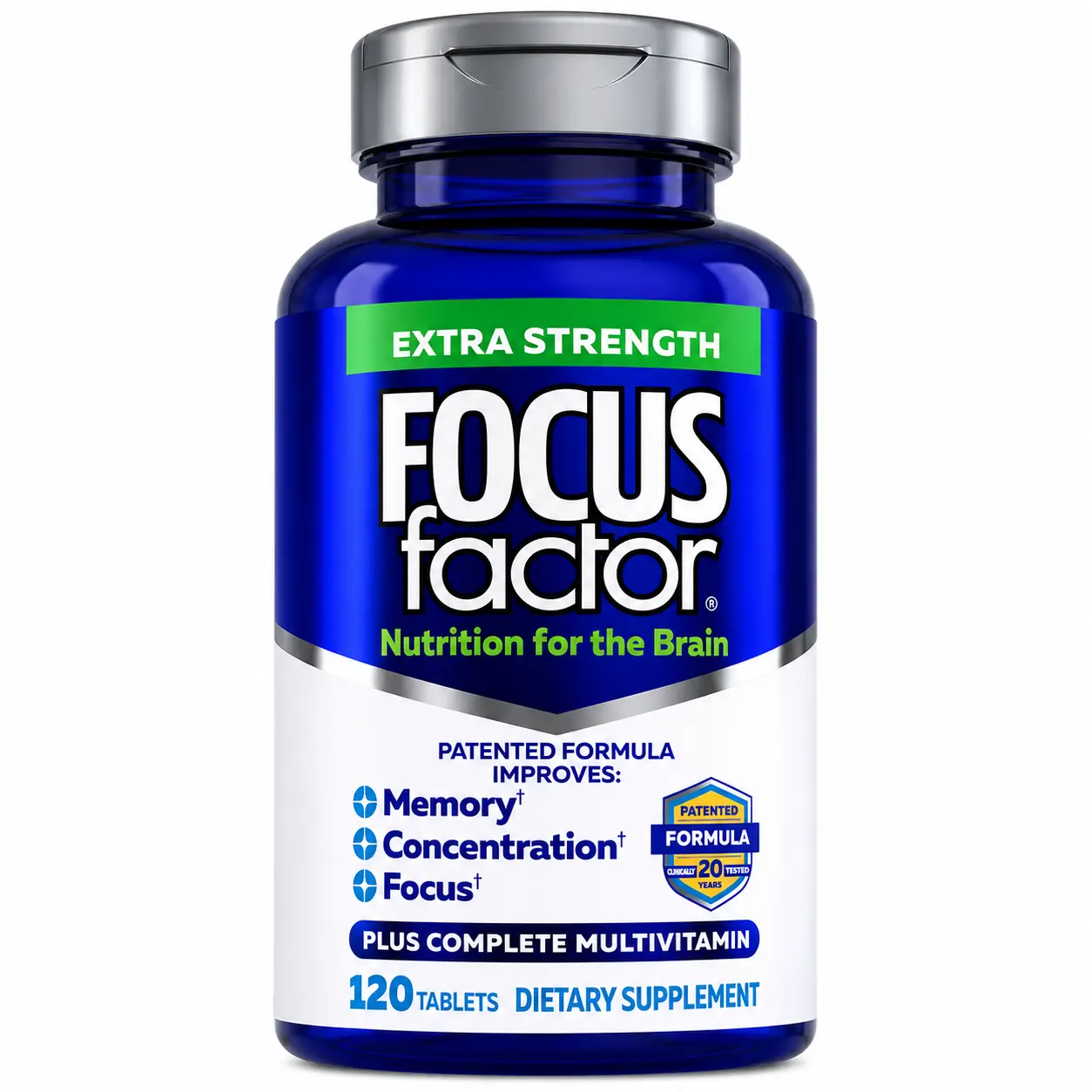 Focus Factor Adults Extra Strength- Brain Supplement for Memory - 120 Tablets