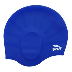 Voit Unisex Silicone Swimming Cap with Ear Guard - Adult Swim Bonnet, Blue