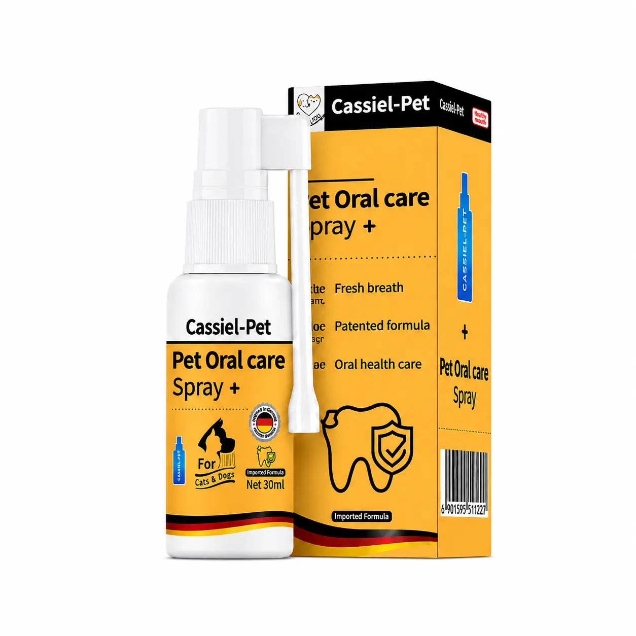 Cassiel Pet Oral Care Spray, Gentle Pet Mouth Care, Helps Freshen Breath, Daily Dental Hygiene Support for Cats & Dogs, 30ml