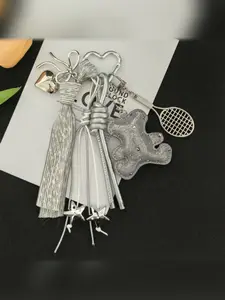 New Hot Selling Rhinestone Bear Star Webbing Bag Charm, Asymmetrical Print Design, Casual Style, All Seasons Accessory