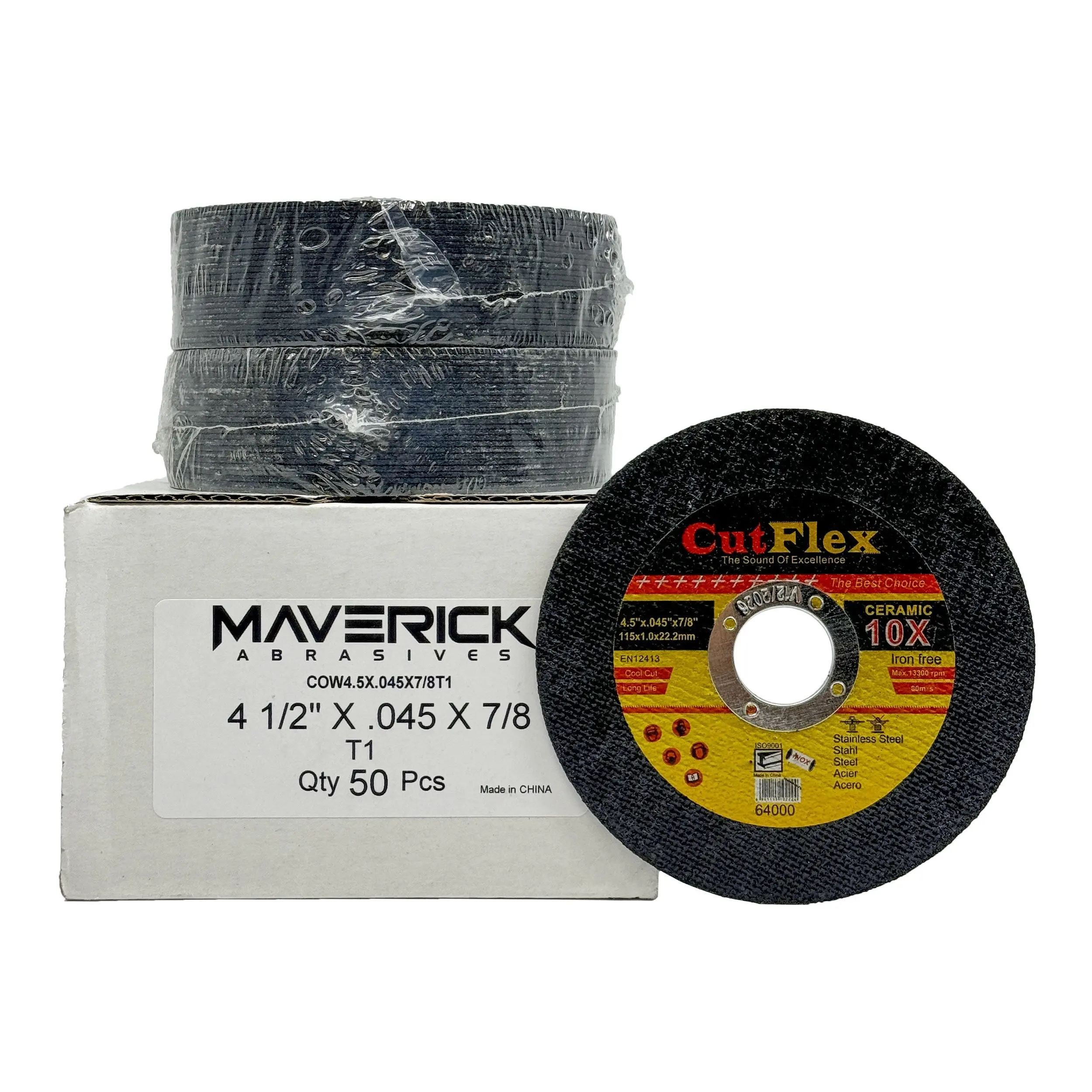 Renegade Products Cut Off Wheel 4.5" X .045" x 7/8" Type 27 Depressed Center – 50 Pack | Long-Life Metal Cutting Wheels for Steel, Stainless, and Cast Iron