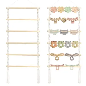 Hair Claw Clip Organizer,Macrame Hanging Hair Clip Holder and Storage for girls,Claw Clips Hanger  Boho Decor for Wall,Door,Closet