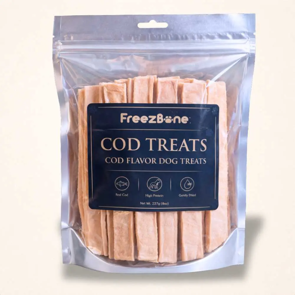 Freezbone Cod Dog Treats – Made with Real Cod (Value Size 8 oz)