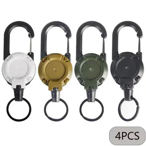 1/2/4pcs Extendable Retractable Holders Lightweight Keychain Badge Reels Heavy Duty Clip With Carabiner Key Chain For Men Outdoor Bags Keychain Set