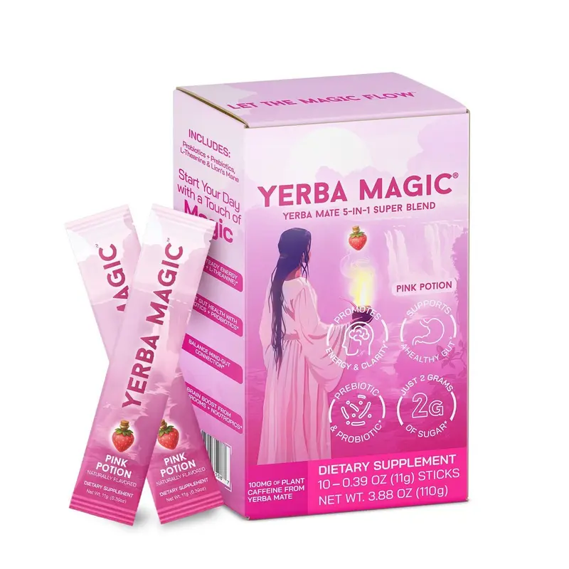 Yerba Magic Pink Potion - 10 Stick Pack | Instant Yerba Mate Tea