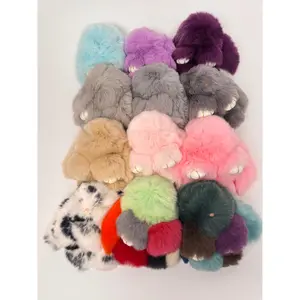 Fuzzy Wuzzy Bunny Keychain - Assorted Colors with Soft Plush Design