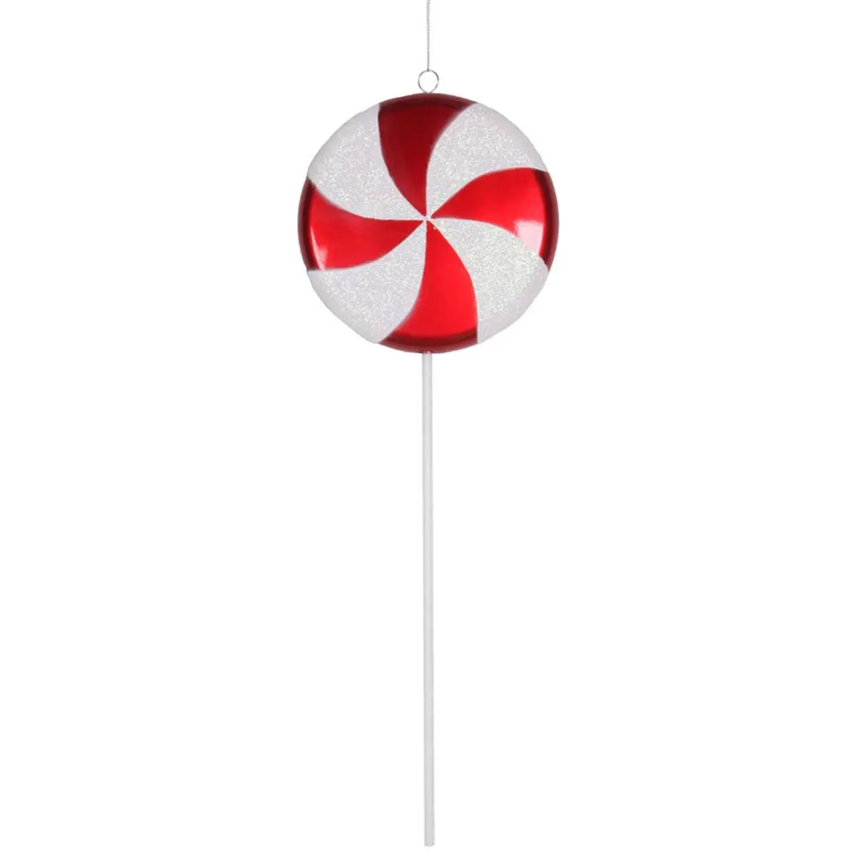 212 MAIN 17 in. Plastic Red & White Candy Lollipop Ornament, Christmas Decorations for Home & Party Supplies