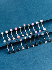 16g Eyebrow Rings Rook Earring Rook Piercing Jewelry Vertical Labret Lip Jewelry Pink Opal Stainless Steel Bridge Eyebrow Piercing Jewelry For Women Men  Curved Barbell