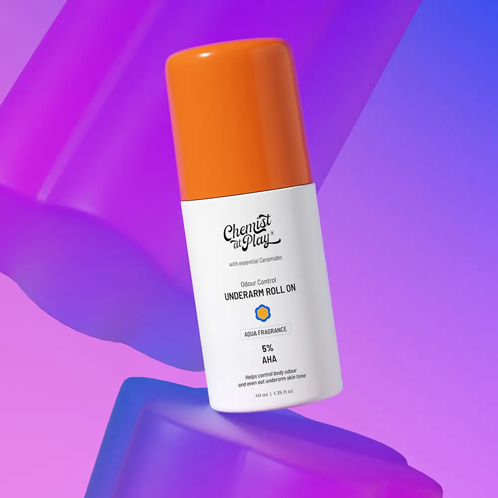 Aqua Underarm Roll On - 1.35fl oz | For Odour Control & Pigmentation | Brighter & Fresher Underarms | 5% AHAs for Gentle Exfoliation