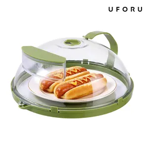 UFORU Microwave Splatter Cover with Water Steamer, 10 inch Clear Microwave Plate Cover Lid for Food, Kitchen Gadgets Accessories for Microwave Oven