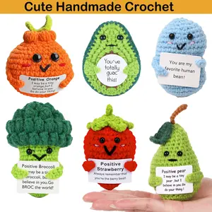 Handmade Vegetable & Fruit Crochet Toys, Kawaii Stuffed Animals, Cute Strawberries Beans Oranges for Christmas Gifts, Cozy Decoration for Home Desk
