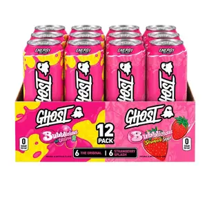 GHOST Energy –  12 pack cases Zero Sugar, Low Calorie, Carnipure L-Carnitine  BUBBLICIOUS Sport Drink 12-Pack Flavor, summerwins