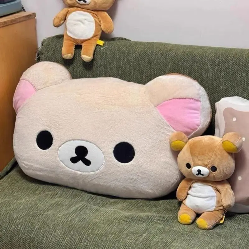 Rilakkuma Soft Plush Bed Headrest Cushion - Bunk Bed Backrest Pillow, No Battery Needed, Bedroom Decor for College Students