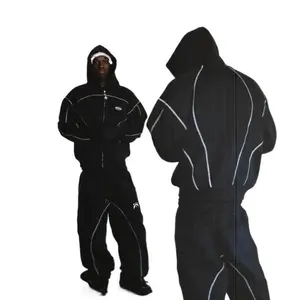 2026 Fashionable Casual Loose Sweatshirt Hip-Hop Street Style Unisex Zippered Hooded Sportswear Set Long Sleeve All SeasonsGift