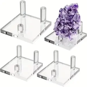 2-Piece Transparent Acrylic Display Stands, Clear Mineral Holders, Square Acrylic Photo Frames for Home & Office Decor, Ideal for Christmas & Valentine's Day